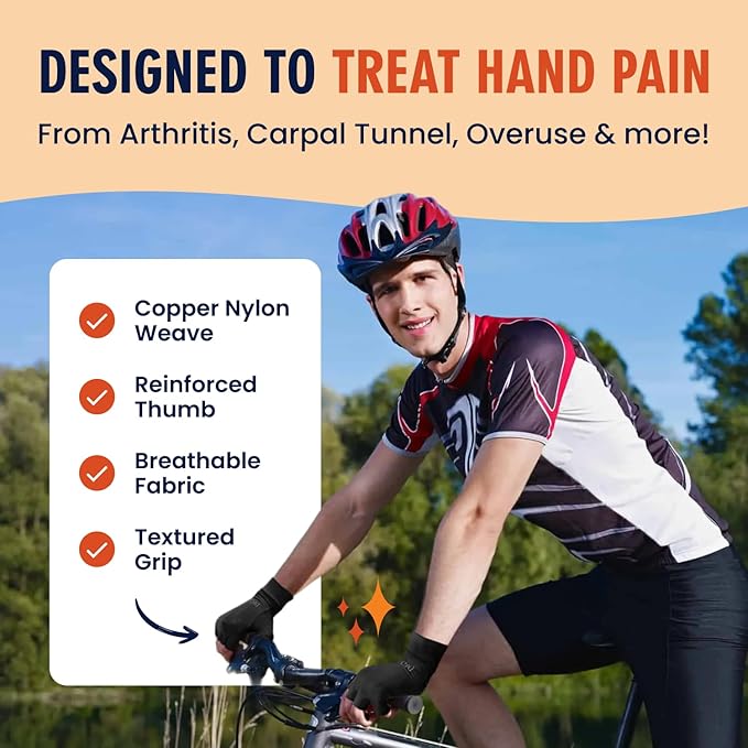 Dr. Frederick's Original Copper Compression Arthritis Gloves - Doctor-Developed Hand Pain Relief for Arthritis, Carpal Tunnel & Tendonitis - All-Day Comfort, Typing & Daily Use - Fingerless, Small
