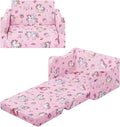 alldomess Comfy Kids Couch, 2-in-1 Folding Kids Sofa Bed for Toddler Girls, Convertible Sofa to Lounger Toddler Couch Chair for Baby Bedroom Playroom Nursery,Unicorns Candies