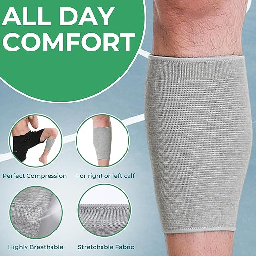 NeoTech Care Calf Compression Sleeve for Calves Support or Shin Splint (Gray Color, Size S, 1 Unit)