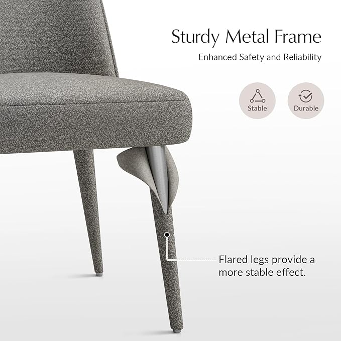 HULALA HOME Modern Dining Chairs Set of 4，Gray Fully Chenille Upholstered Dining Room Chairs Set with Foot Peg, Solid Wood Frame, Armless Kitchen Accent Chairs for Living Room Bedroom Reception