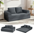 COMAX Convertible Sofa Bed, Folding Floor Couch Fold Out Couch Bed Futon Sleeper Mattress with Pillows, Boneless Sofa Comfy Lounge Loveseat for Living Room Bedroom, Faux Fur Dark Grey