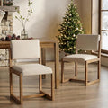 DUOMAY Upholstered Dining Chairs Set of 2, Mid-Century Modern Dining Room Chairs, Linen Fabric Kitchen Side Chairs with Wood Legs, Beige