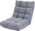 Giantex Floor Chairs for Adults - Floor Gaming Chair with Back Support, Coral Velvet, 14 Adjustable Position, Thick Sponge Padding, Floor Seating Lounge for Reading, Watching TV, Meditation (Grey)
