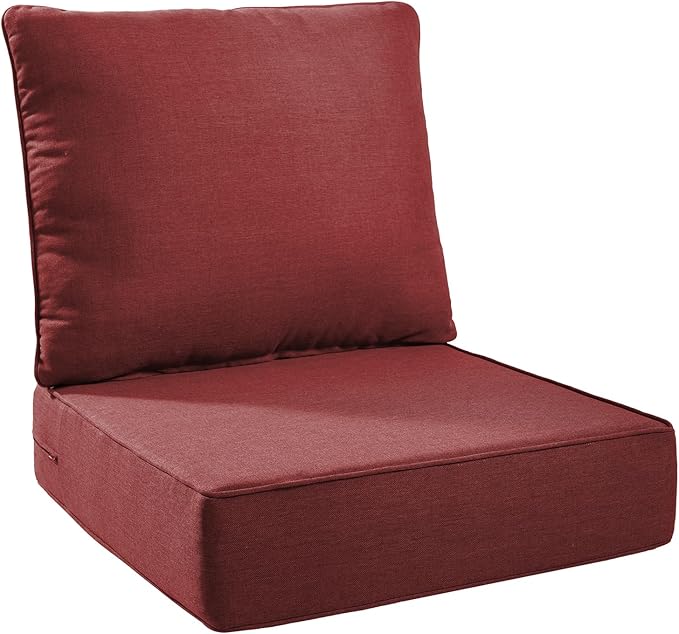 Outdoor Seat Cushion Set-24 x 24 x 6 Inch Outdoor Chair Cushions with Water Resistant & Removable Cover Outdoor Cushions for Patio Furniture Chair Sofa Couch-Red