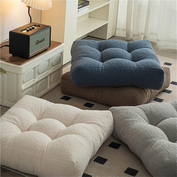 Stylish Ottoman Pouf, Cushioned Foot Stool, Comfortable Floor Seat Cushion, Meditation Cushion, Sofa Cushion for Living Room and Bedroom(Gray,21.7 * 21.7 * 4.7in)