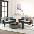 Bonzy Home Modern Boho Loveseat Couch Sofa Chair Set of 2 for Living Room Bedroom, Upholstered Colorful Plaid Fabric 2-Seat Love Seat Sofa with Wood Leg for Small Space