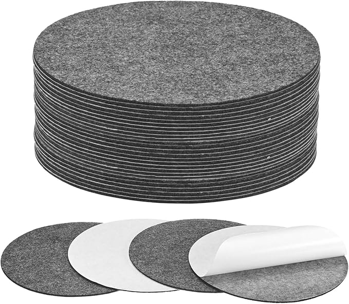 30-Pack Lamp Base Felt, 6.5 Inch Dia. 2mm Thick Self Adhesive Round Fabric Felt Pads for Lamp/Furniture/DIY, Non-Slip Fiber Backed Patch Circles with Adhesive Backing [Grey]