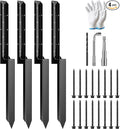 VIVOSUN Fence Post Repair Kit, Heavy-Duty Ground Spike with Gloves for Repairing Tilted or Broken Wood Posts (4 Pack, Black)