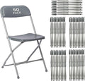 50 Pack Gary Plastic Folding Chair, Indoor Outdoor Portable Stackable Commercial Seat with Steel Frame 350lb. Capacity for Events Office Wedding Party Picnic Kitchen Dining