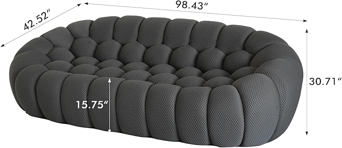 WJShome Bubble Sofa Couch,98'' Modern Curved Sofas for Living Room, 3 Seater Lazy Floor Sofa, Large Bean Bag Chair,Deep Seat Floor Sofas Chair Lounge for Office, Apartment(Dark Gray)
