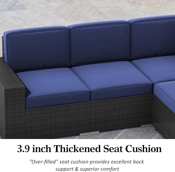 LayinSun 12 Pieces Patio Furniture Set, Black Rattan Modular Sectional Outdoor Conversation Sofa Set