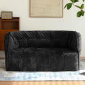 N&V Mid Century Brigantin Deep Relaxation Sofa, Soft Premium Chenille, for Living Room Bedroom and Office (Black, ThreeSeater)