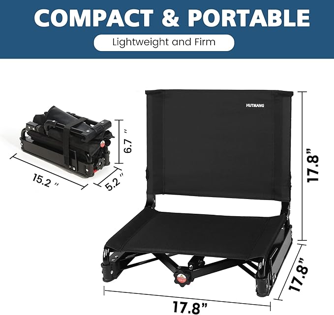 Wide Stadium Seats for Bleachers,Comfty Stadium Seats with Back Support,Folding Stadium Chairs for Adults with Carry Bag,Bleacher Seats with Backs and Cushion Support for All Sporting Events,2 Pack