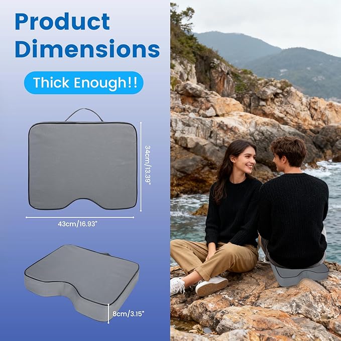 FirstGift 2-Pack 3.15" Stadium Seat Cushions - Portable Water-Resistant Bleacher Pads with Decorative Trim, Lightweight & Comfortable for Sports, Games, and Outdoor Events