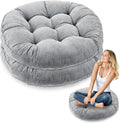 Jerify Floor Pillow Cushions 22 x 22 Inch Round Square Large Meditation Floor Pillow for Classroom Adult Meditation Picnic Party Cushion for Seating Gift Christmas(Round,Light Gray,2 Pcs)