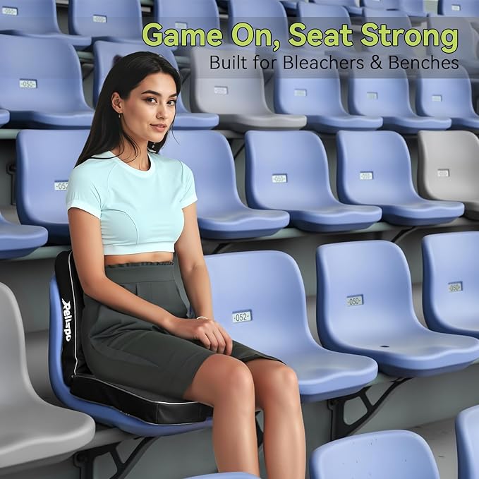 Relispo 3-in-1 Stadium Seat Cushion, Premium Memory Foam & High-Density Foam Bleacher Cushion, Anti-Slip Waterproof Portable Stadium Cushion for Bleachers, Sports Events, Camping
