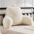 Faux Fur Reading Pillow for Bed/Couch/Floor/Dorm, Great Cozy Back Pillow for Bed Sitting Up, Fluffy Fur Bed Pillow for Sitting Up for Adults/Teens/Kids, Upgrade Back Support Pillow, Ivory
