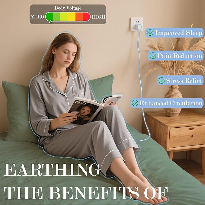 Ali King Grounding Sheets - Twin XL Size, Soft Cotton with Silver Fiber, 15'' Deep Pocket Earth Grounding Fitted Bed Sheets for Improved Sleep (Green, Twin XL 39''*80''*15'')