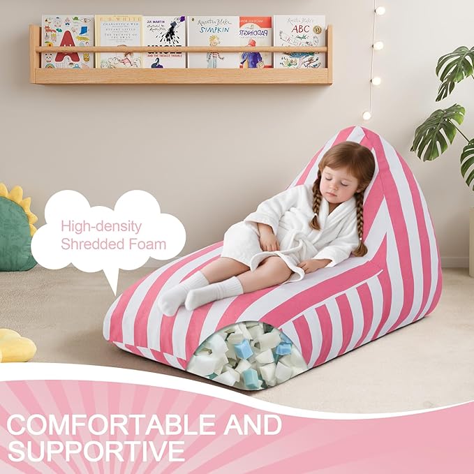 COMAX Bean Bag Chairs for Kids, Kid Beanbag Chair Stuffed with Filler, Toddler Lounge Chair Cotton, Lazy Floor Lounger for Girls and Boys, Premium Cotton Canvas