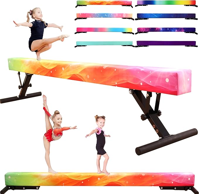 MARFULA Adjustable Balance Beam 8 ft Gymnastic Beam Adjustable Height for Kids and Teenage of All Gymnastic Levels, Gymnastic Training Beam Gymnastic Equipment for Athlete Home and Gym Club Use