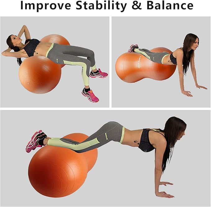 INPANY Peanut Ball - Anti Burst Exercise Ball for Labor Birthing, Physical Therapy for Kids, Core Strength, Flexible Seating, Home & Gym Fintness, Sensory Chair Wiggle Seat for Boys and Girls