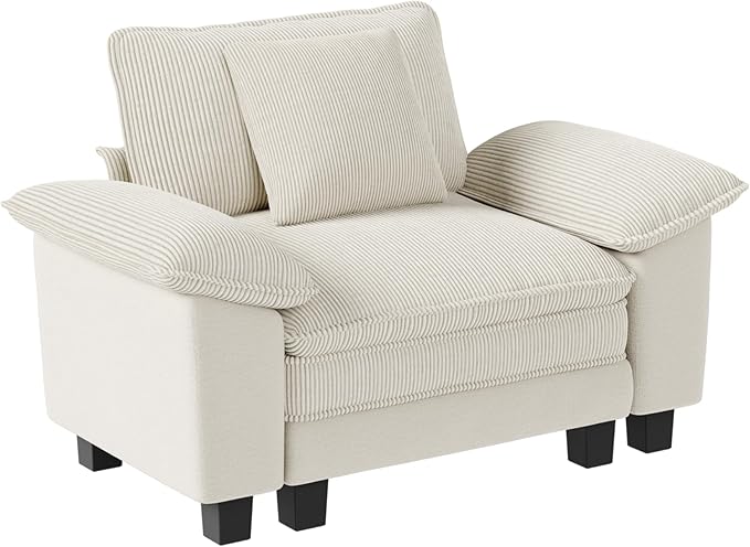 MIXPATIO 53.5" Modular Sectional Single Sofa, Soft Plush Corduroy Armchair with Comfortable Deep Seat & Removable Arms for Living Room，Beige