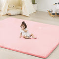PAPAMAT 1.3" Thick Baby Floor Play Mat 79x118, Basic Padded Foam Mat for Tummy Time Gym Crawling, Non Slip Cushioned for Babies Toddlers Infants Kids (Pink)