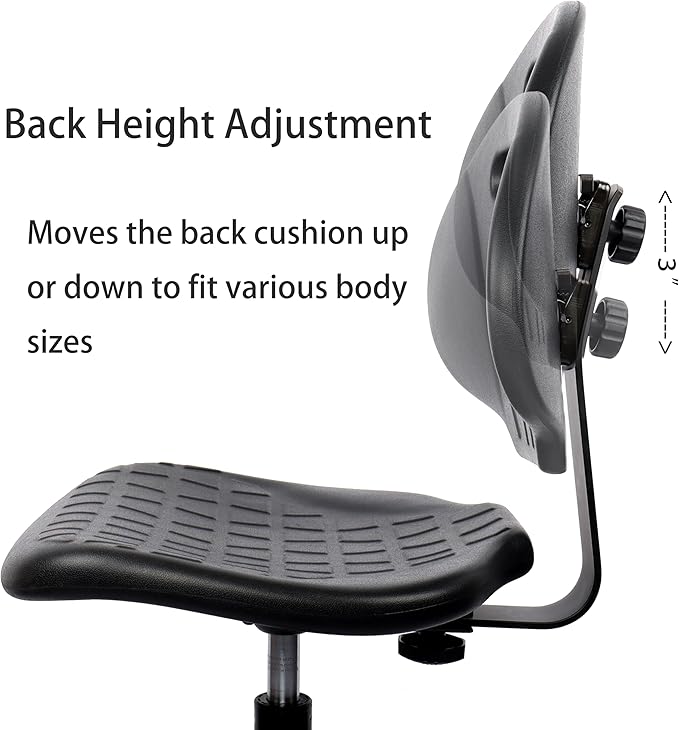 TAKE UR SEAT® Polyurethane Drafting Lab Stool Chair, 18" Adjustable Footring, 8" Adjustable Height, 450 lbs seat Capacity, Heavy Duty, Shipped Within 24 Hours Med. Bench Height (Self-Braking Caster)