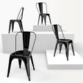 Metal Dining Chairs Set of 4,Stackable Tolix Chair Indoor/Outdoor for Kitchen, Cafe,Restaurant, Bistro & Patio Multiple Colors(Black)
