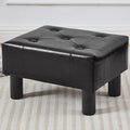 FIMIVIBI Small Foot Stool Ottoman, Faux Leather Footstool Ottoman Foot Rest for Couch, Rectangle Footstools and Ottomans Small for Living Room, Entryway and Bedroom (Black)