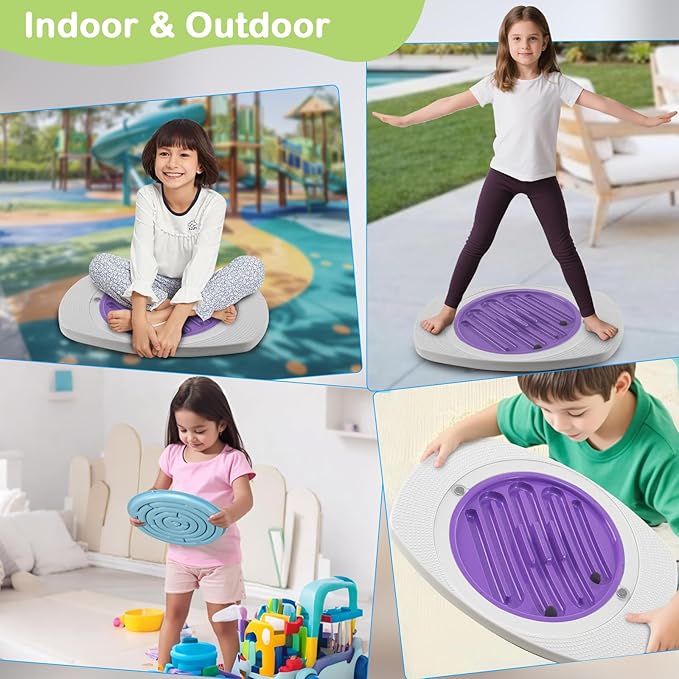 Zozimix Balance Board with Maze for Kids, 20 inch Labyrinth Wobble Board Rocking Seesaw Sensory Training with 2 Balls & 2 Replacement Labyrinth Disks, Non-Slip Pedals Indoor Outdoor for Boys Girls