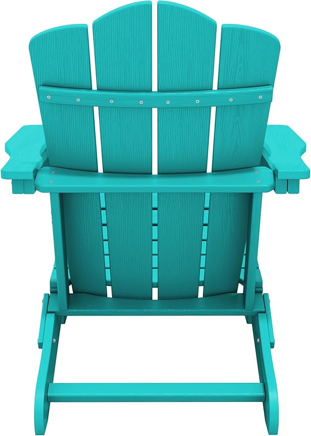 KINGYES Folding Adirondack Chair, HDPE All-Weather Patio Chairs, Wooden Textured Lawn Chair for Poolside, Backyard, Deck, Fire Pit, Aruba