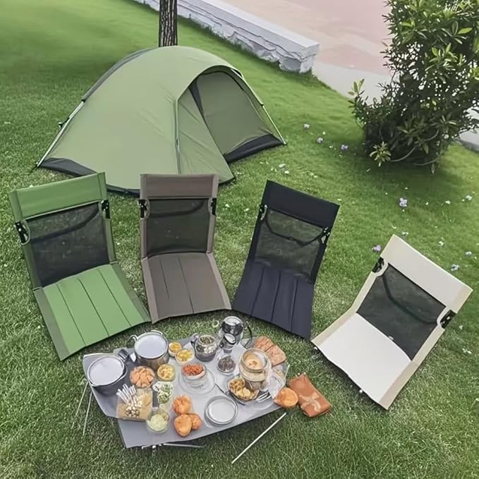 Portable Camping Chair with Mesh Backrest,Lightweight Foldable Beach Chair with Carry Bag for Swimming Poolside Sunbathing Picnic Lawn Road Trips (Green)