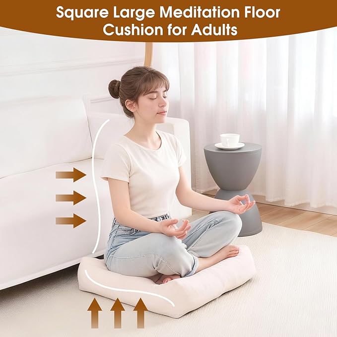 Tikuns Floor Pillow, Large Cushions (4, Beige, 22x22x6 Inch)