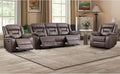 EBELLO Faux Leather Recliner Sofa Furniture Set for Living Room, 2 Recliner Chairs, 3 Seat Reclining Sofa Couch Set for Meeting Room, Grey