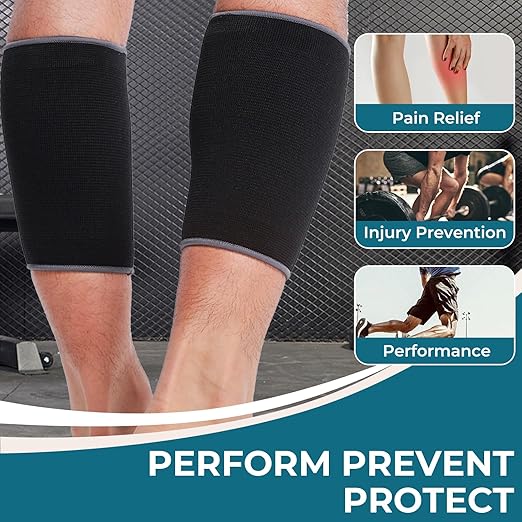 NeoTech Care Calf Compression Sleeve for Calves Support or Shin Splint (Black Color, Size L, 1 Pair)