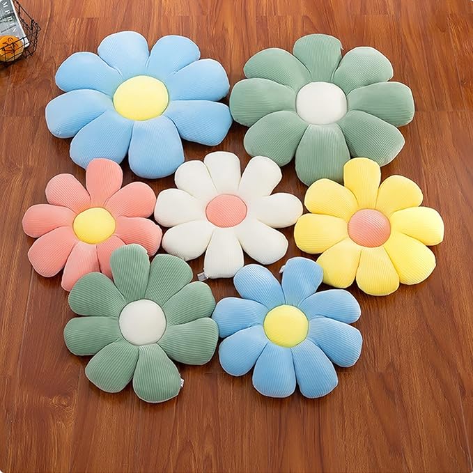 Grafingy Flower Pillow, Flower Shaped Throw Pillow Floor Pillow Soft Seating Cushion Room Decor Plush Pillow for Bedroom, Sofa, Bed, Reading (15 inch, Green)
