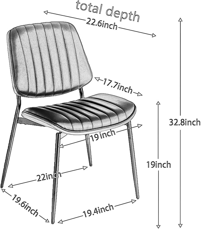 Dining Chairs Set of 4, Mid-Century Modern Upholstered PU Leather Chairs with Walnut Bentwood Back and Metal Legs Adjustable Feet for Kitchen Dining Room, Gray Vertical Stripes