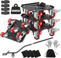 LOYAL TIGER Heavy Duty 3000LBS Furniture Dolly & Movers with 5 Wheels & Brake - 360° Rotating Moving Dolly for Furniture, Piano, Appliances - 6.4 Inch Non-Slip Sliders, Red