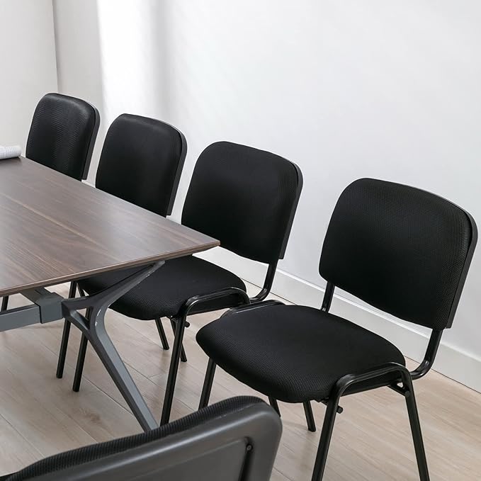 Mesh Reception Chairs with Desk Attached, Black Stackable Waiting Room Chairs, Black Classroom Chair for Student/Office/Conference Room/Meeting/Church, 5-Packs