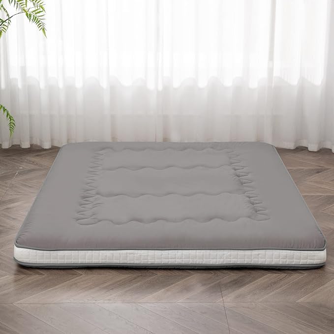 Dr.Futon Japanese Floor Futon Mattress Extra Thick Folding Roll Up Bed Topper Mat for Guest,Lounger and Tavel