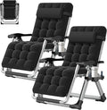 ABORON Zero Gravity Chair Set of 2, Outdoor Lounge Chairs Sun Loungers with Removable Cushion,Headrest,Cup Holder,Reclining Patio Lounger Chair for Indoor and Outdoor