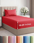 Extra Deep Pocket Twin XL Sheets - 3 Piece Breathable & Cooling Bed Sheets - Hotel Luxury Bed Sheet Set - Soft, Wrinkle Free & Comfy - Easily Fits Extra Deep Mattresses - Deep Pocket Red Sheets Set