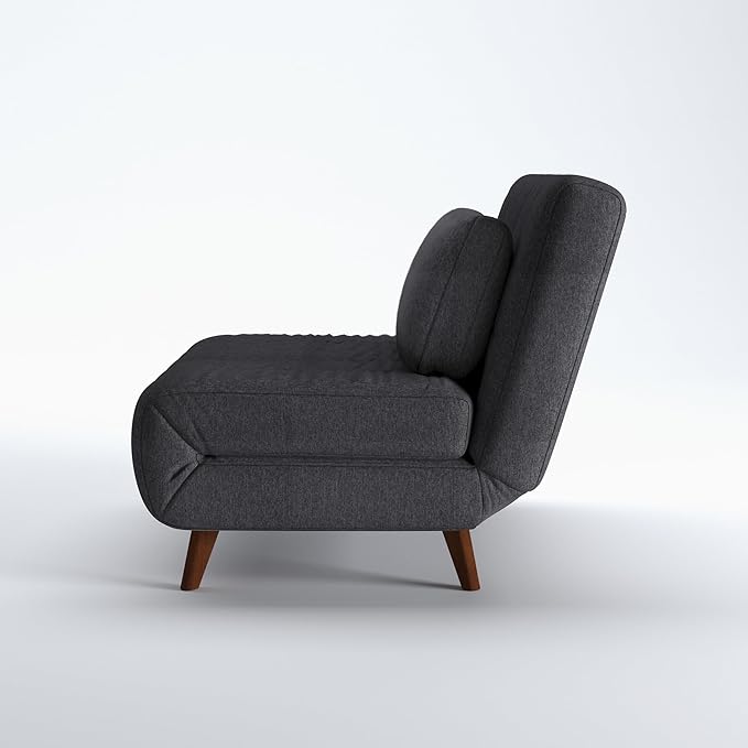 Artdeco Home 40" W Convertible Futon Chair with Matching Pillow(s) for Small Space Living Room and Apartment (03 Charcoal)
