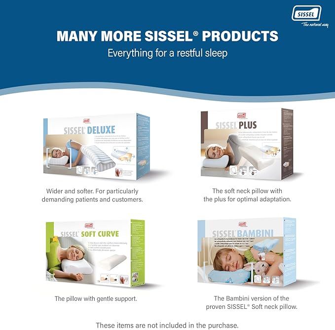 SISSEL Classic Neck Pillow Size L | Unique Incline for Disc & Vertebrae Relief | 5-Year Shape Stability Guarantee | Includes Washable Velour Cover | Dimensions: Approx. 47 x 33 x 14 cm