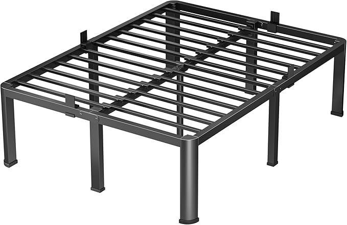 VIPSHOW 16 Inch Queen Heavy Duty 3500 lbs Bed Frame with Round-Corner Legs & Anti-Squeak Design – Quick Assembly Metal Platform, No Box Spring Needed