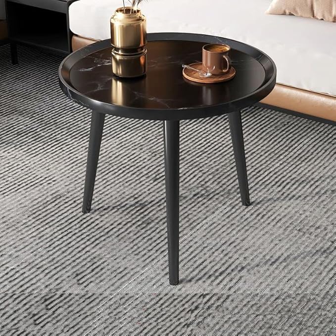CraftThink Coffee Table, Modern Small Coffee Table with 3 Legs, Wooden Cocktail Table Farmhouse Retro Accent Center Table Side End Table for Living Room Easy Assembly, Black 19" H x 16" L x 16" W