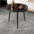 CraftThink Coffee Table, Modern Small Coffee Table with 3 Legs, Wooden Cocktail Table Farmhouse Retro Accent Center Table Side End Table for Living Room Easy Assembly, Black 19" H x 19.5" L x 19.5" W