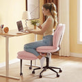 Ergonomic Cross Legged Office Chair for ADHD, Kneeling Chair with 360° Swivel Wheels and Reversible Seating for Meditation, Adjustable Height and Seat Deapth, Teddy Fabric, Pink