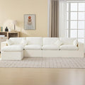 155''Cloud Boneless Modular Couch, Oversized Sectional Sofa Deep Seat with Ottomans, Modern Upholstered Convertible L Shape Couch Comfy 5 Seater Chenille Sofa Couches for Living Room, Beige